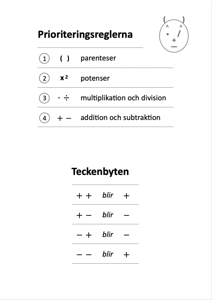 Prioriteringsreglerna och teckenbyten
